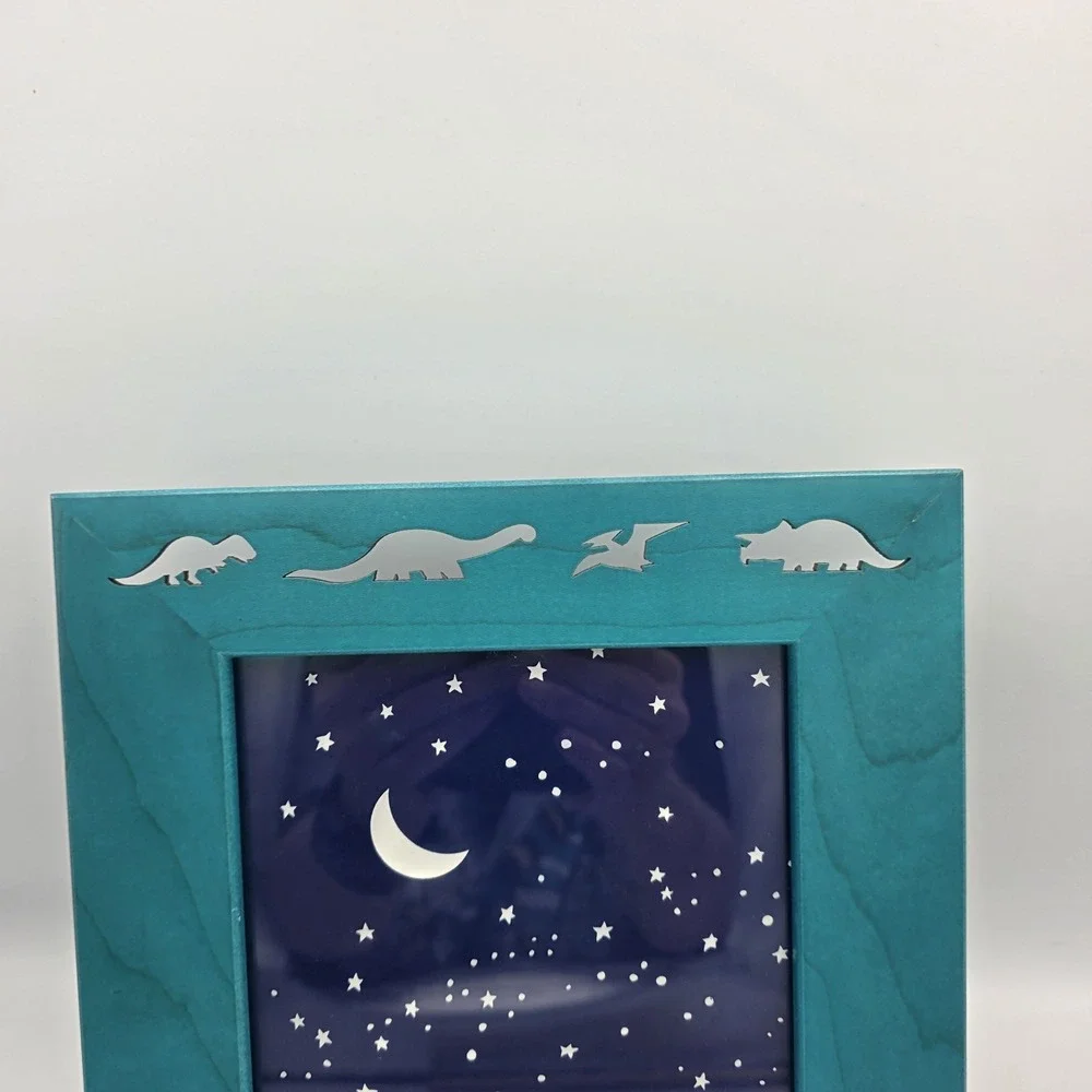 New Vtg 1993 Lasercraft Teal Dinosaur Theme Cutouts Picture Photo Frame 5 X 7
